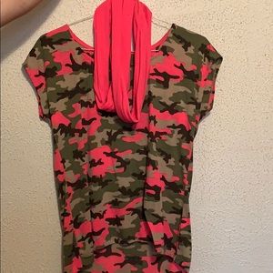 Camo shirt with scarf